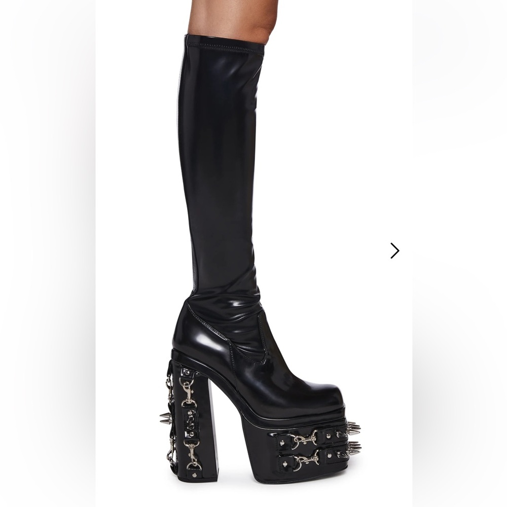 TOTAL BONDAGE STRETCH SPIKED PLATFORM BOOTS. BRAND NEW ONLY TRIED ON